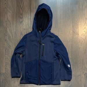 Urban Republic Boys Blue Soft Shell Hooded Jacket Casual Zip Pocket Size 8